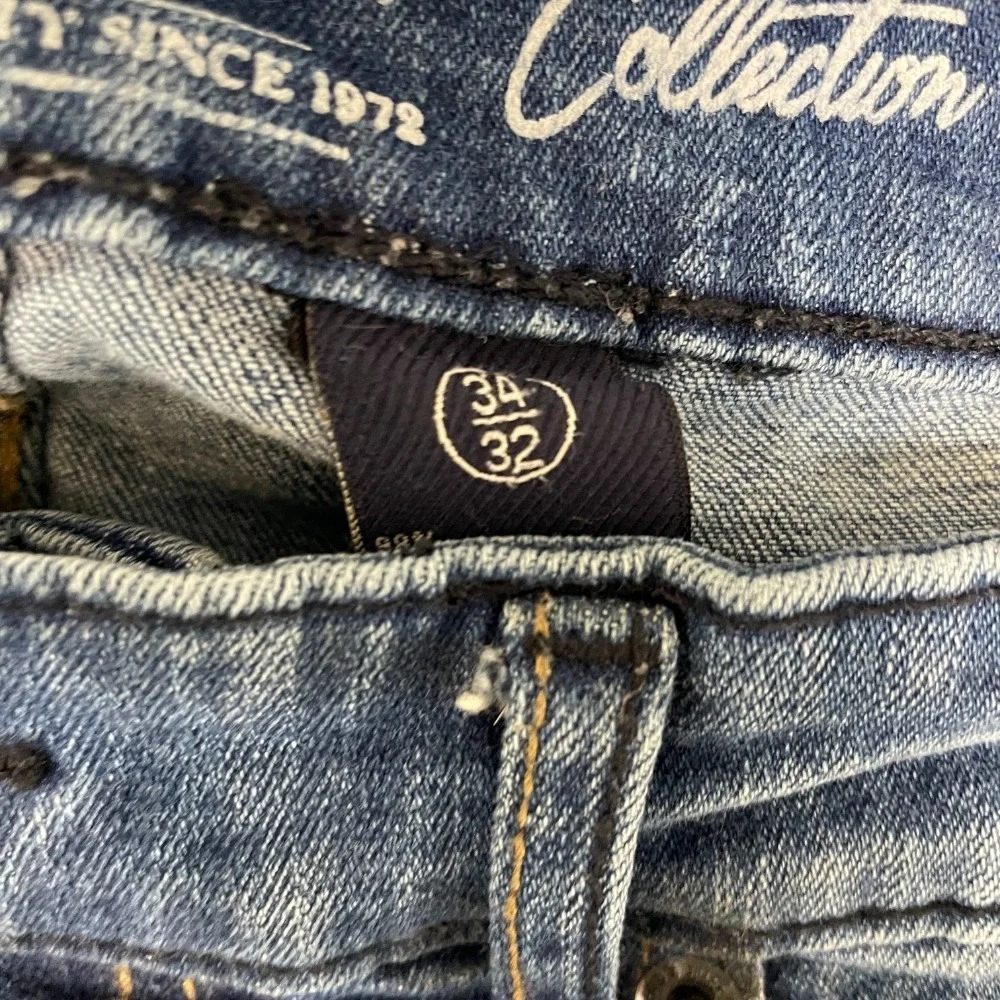 Vintage Buffalo Ash X Jeans Mens 36x32 Blue Denim Stretch Distressed Slim Fit